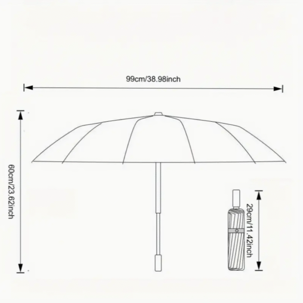 16 Rib Large Foldable Umbrella with Colorful Glue Coating