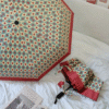 Vintage Rust Red Heart Sun Umbrella