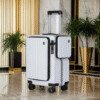 White 20 Inch Carry On Suitcase with Side Pocket