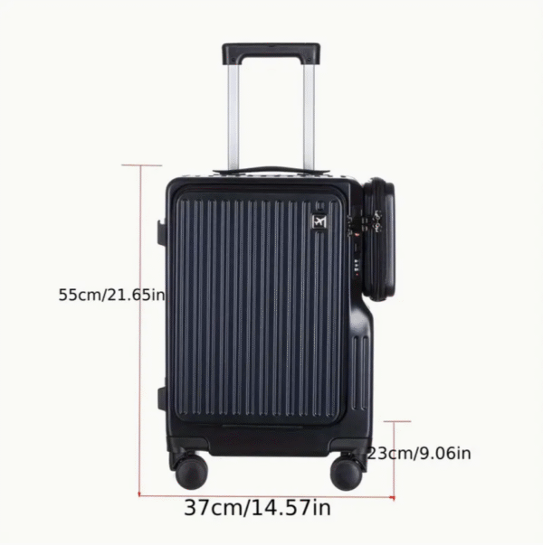 White 20 Inch Carry On Suitcase with Side Pocket