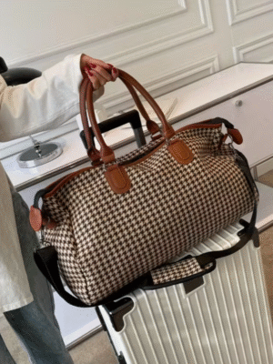 Large Capacity Houndstooth Travel Sports Bag