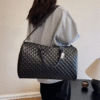 Black Diamond Pattern Large Capacity Travel Tote