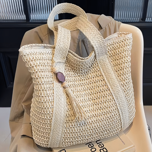 Perfect Lily Woven Tote Bag in White