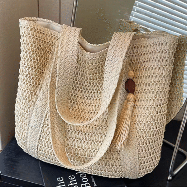 Perfect Lily Woven Tote Bag in White